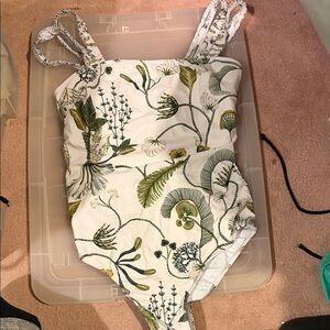 Agua Bendita Green Botanical Print One Piece